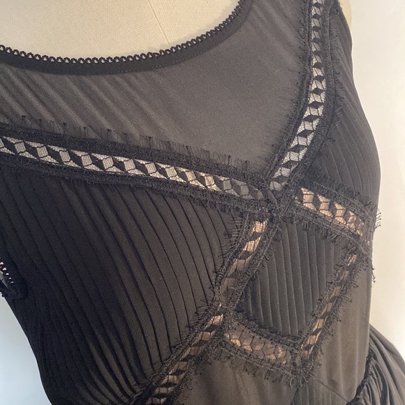 The kooples black dress size xs chiffon lace taffeta - Picture 10 of 10